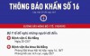 THÔNG BÁO KHẨN SỐ 16