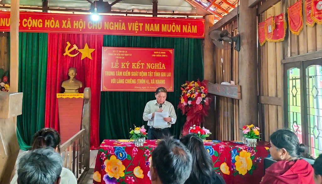 Ông Nguyễn Thanh Truyền - Giám đốc Trung tâm Kiểm soát bệnh tật tỉnh Gia Lai phát biểu tại buổi lễ.